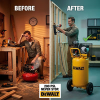 25 Gal. 200 PSI Oil Lubed Belt Drive Portable Vertical Electric Air Compressor — Before & After