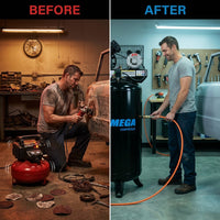 60 Gal. 3 HP 150 PSI Electric Upright Air Compressor — Before & After