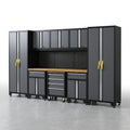 Garage Storage Cabinet System Engineered for Workshop Organization, 9-Piece Set, 24 Gauge Steel, Workbench Top