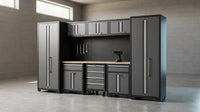 9-Piece Garage Shop Tool Storage Cabinet Set with Pegboard and Wooden Work Top 24 Gauge Steel Tool Chests & Garage Mounted Storage Systems - Black+Gray — Lifestyle