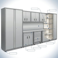 Bold Series 12-Piece 24-Gauge Stainless Steel Garage Storage System in Gray (186 In. W X 77 In. H X 18 In. D) — How It Works