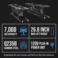Car Lift, 7,000 LBS Capacity Portable Car Lift, with Extended-Length Plates, 26.8' Max. Height, Heavy-Duty Carbon Steel Truck Lift with 120V Power Unit, Auto Car Jack Lifts for Home Garage Shop — Results & Stats