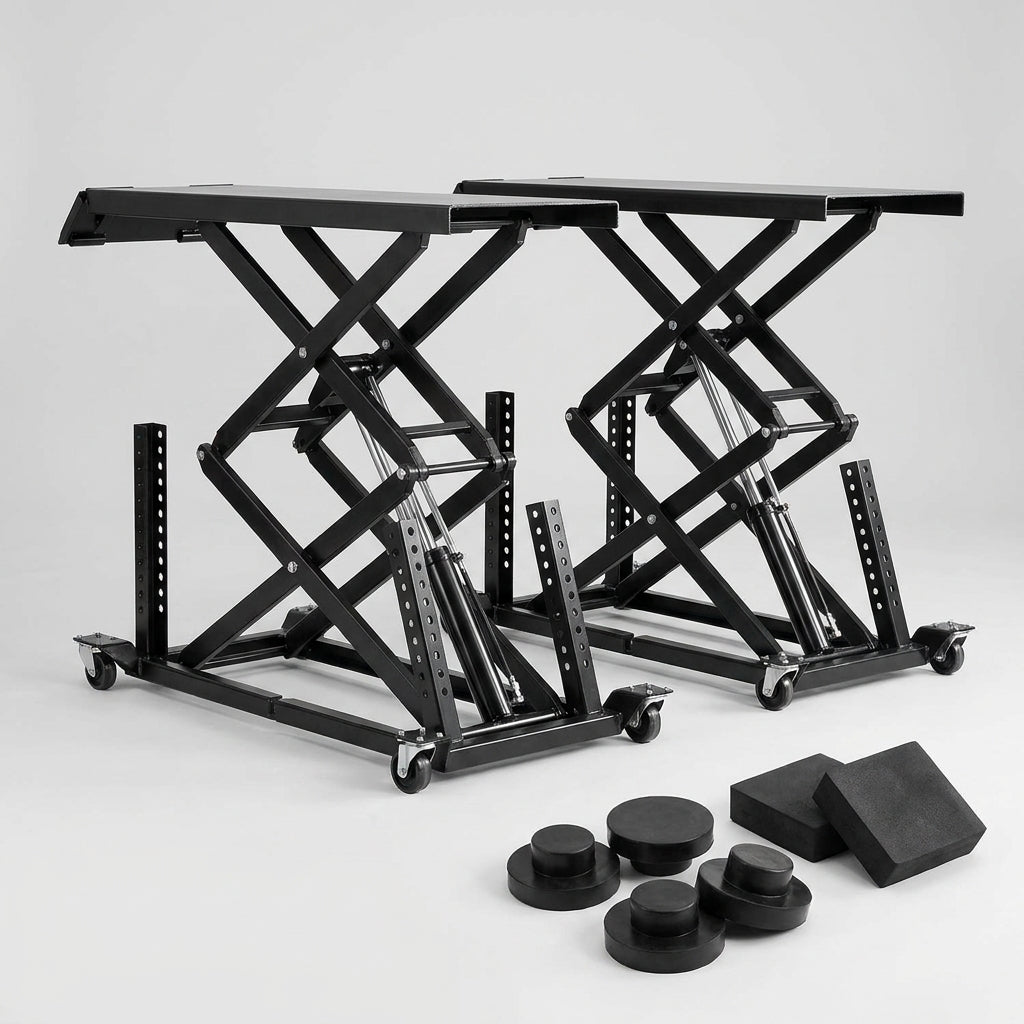 Car Lift, 7,000 LBS Capacity Portable Car Lift, with Extended-Length Plates, 26.8' Max. Height, Heavy-Duty Carbon Steel Truck Lift with 120V Power Unit, Auto Car Jack Lifts for Home Garage Shop — Studio Shot